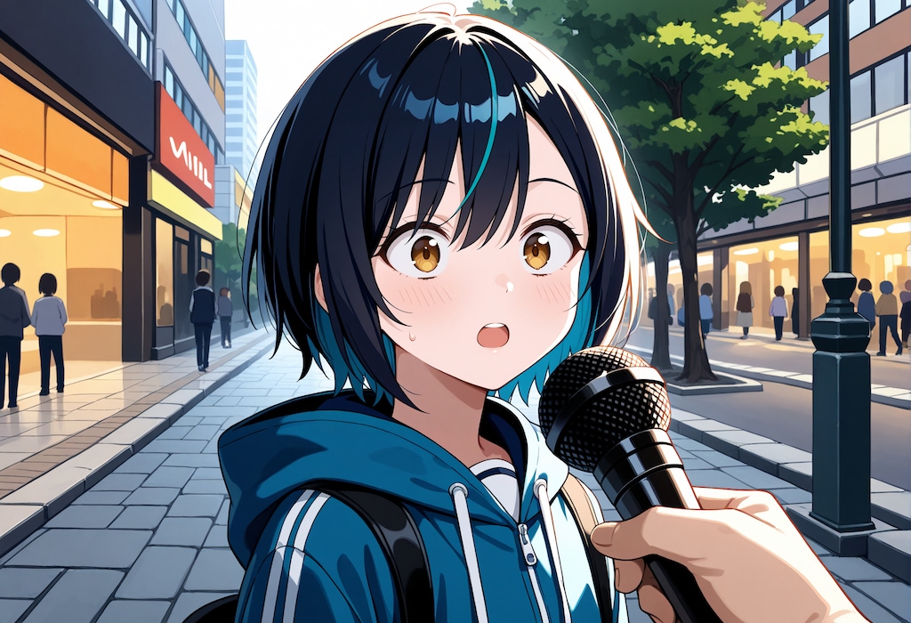 街頭インタビューに捕まったJK