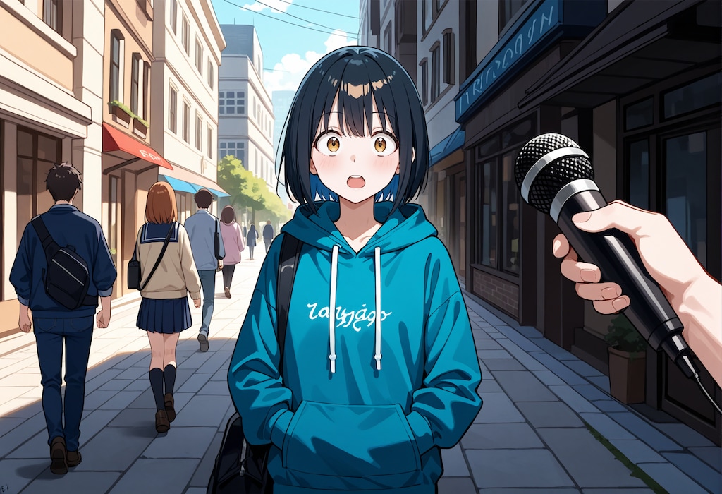 街頭インタビューに捕まったJK