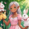 ウサギと遊ぶダークエルフちゃん 5枚目