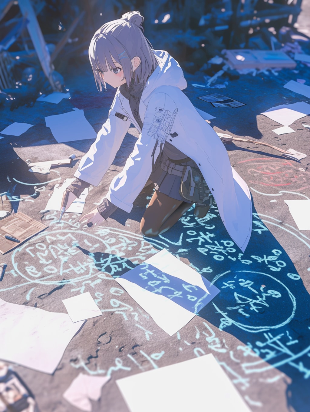 紙に収まらなくて路上に数式を書く数学者ちゃん