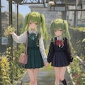 緑髪制服ふたり 3枚目