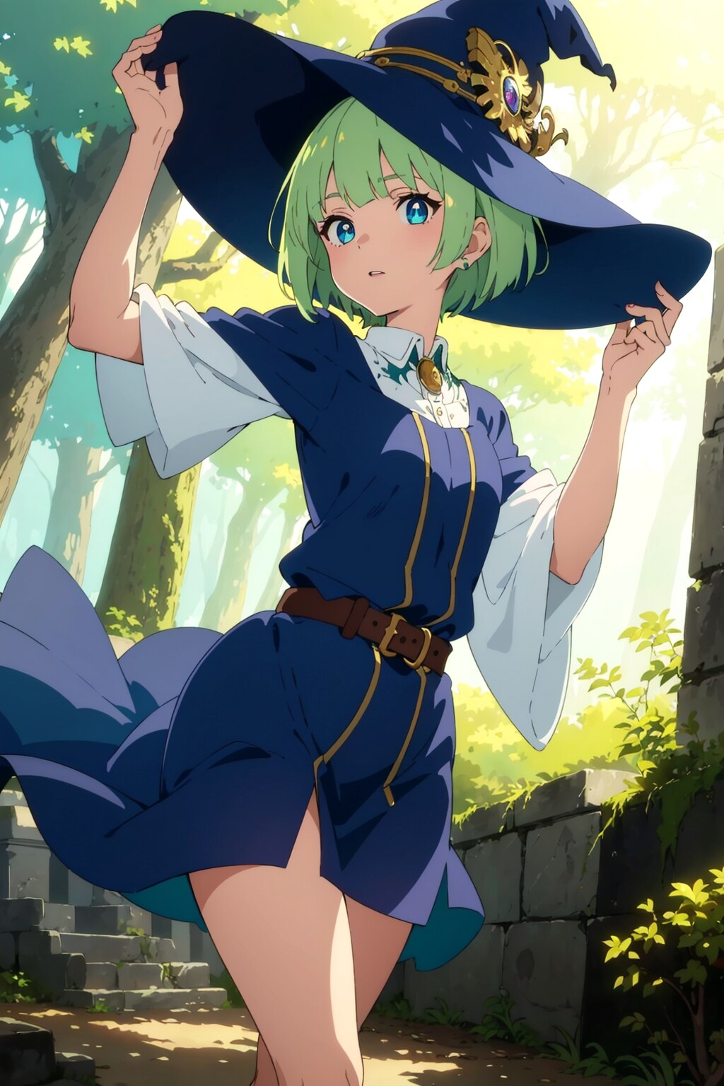 緑髪ショート魔女