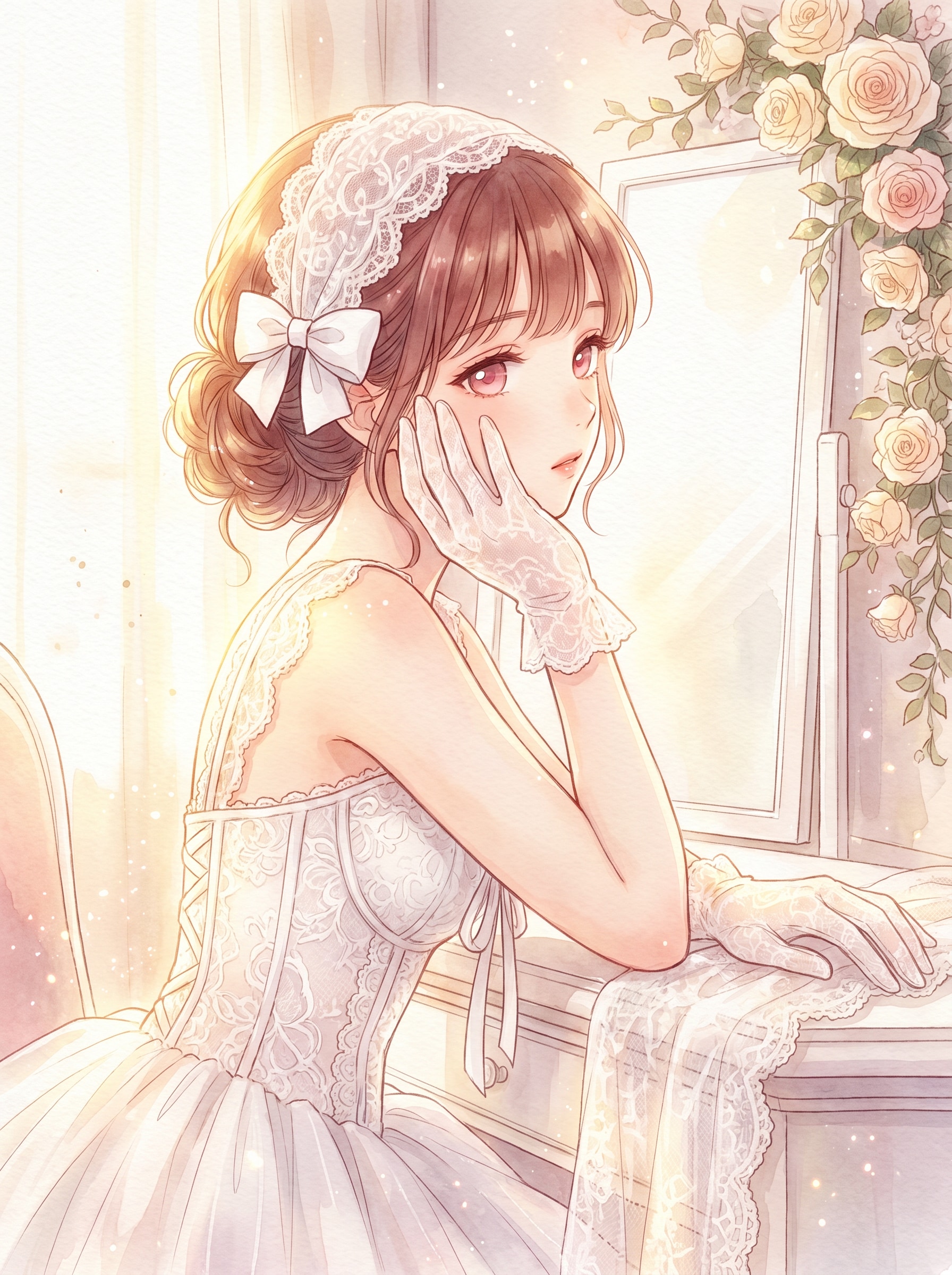 薔薇鏡前の白紗夢