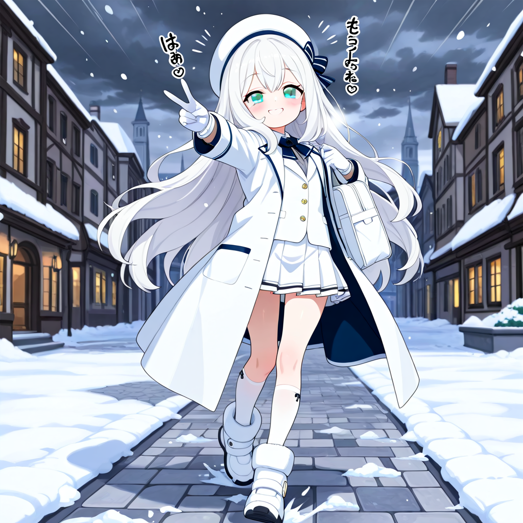 白いコートの女の子