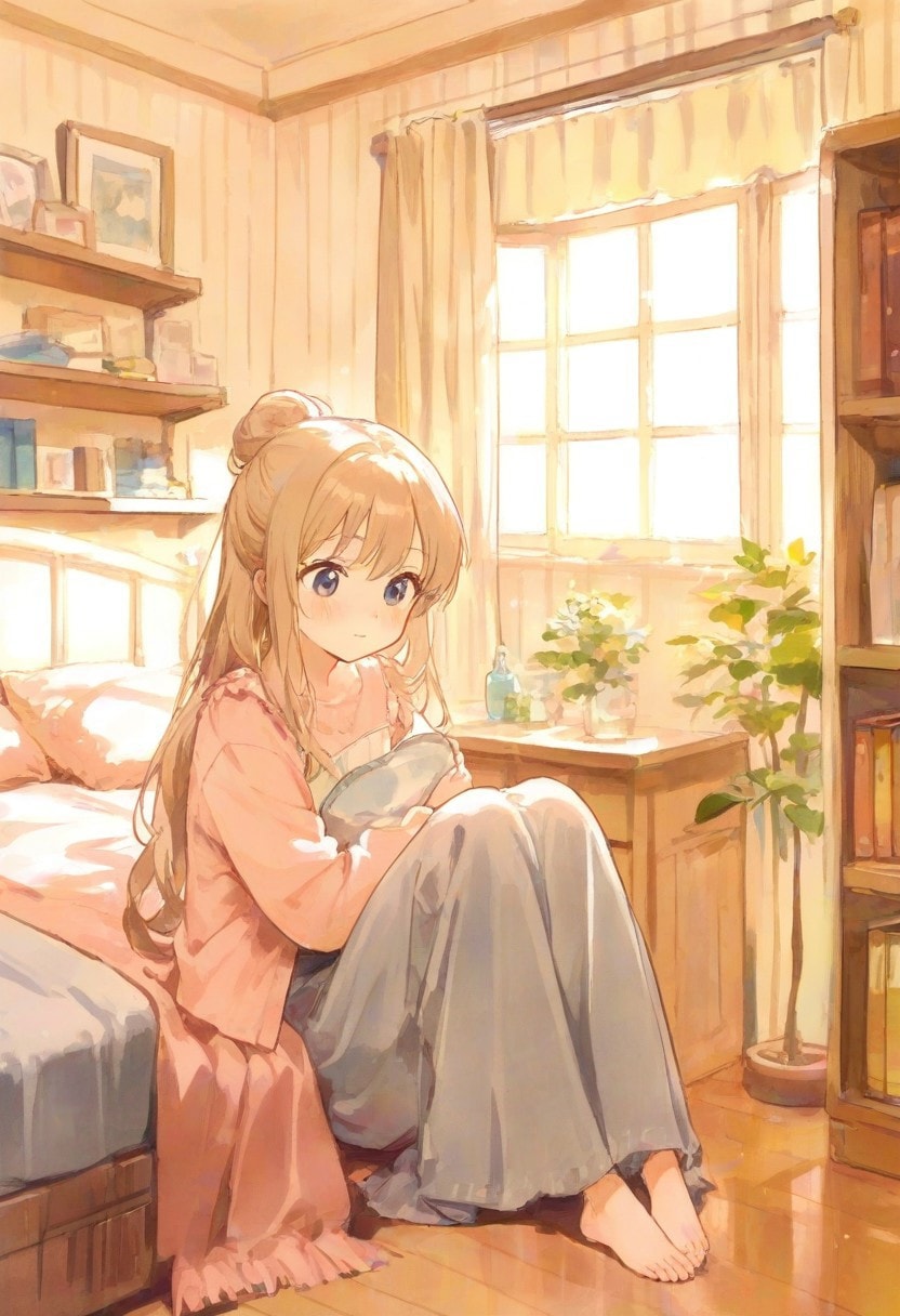 少女の部屋(水彩タッチ)(226) | の人気AIイラスト・グラビア