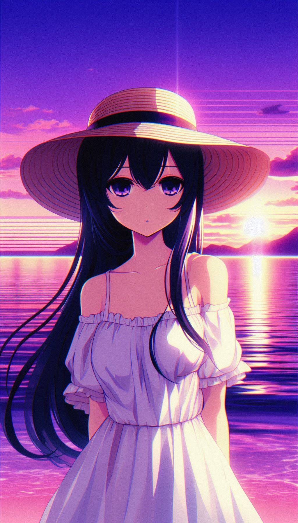 夕日と海