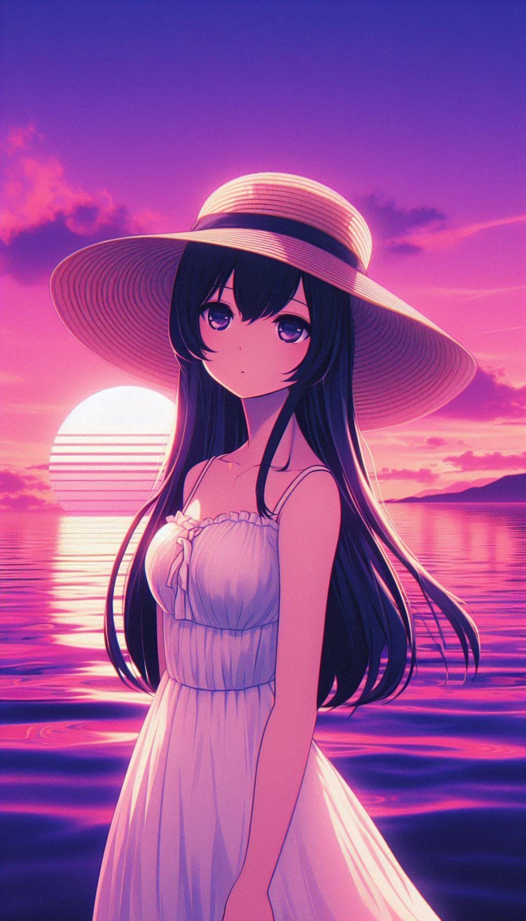 夕日と海