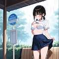 バス停にいた女の子 3枚目