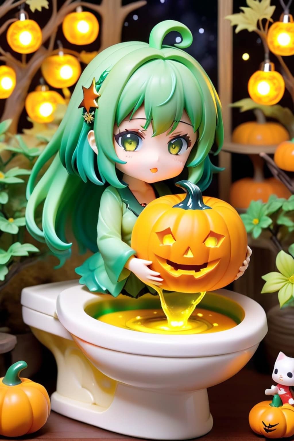 カボチャと緑髪ちゃんと🚽