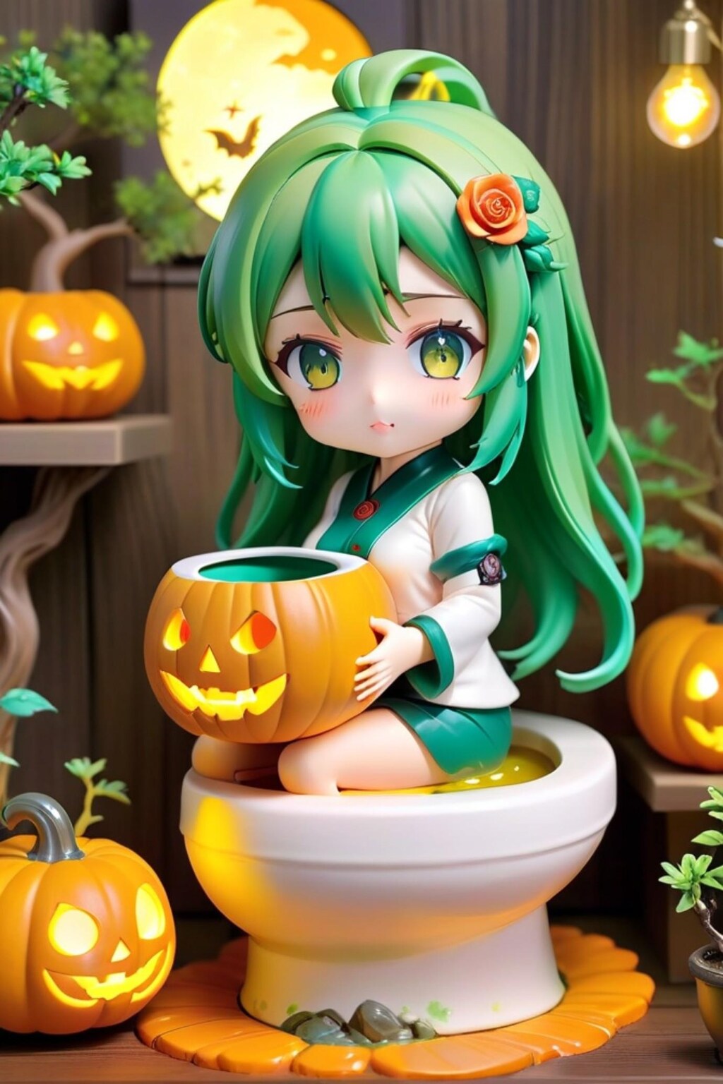 カボチャと緑髪ちゃんと🚽