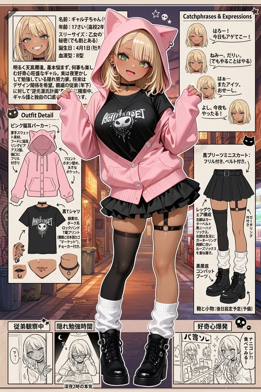 ギャル子ちゃんのキャラクターシート | の人気AIイラスト・グラビア