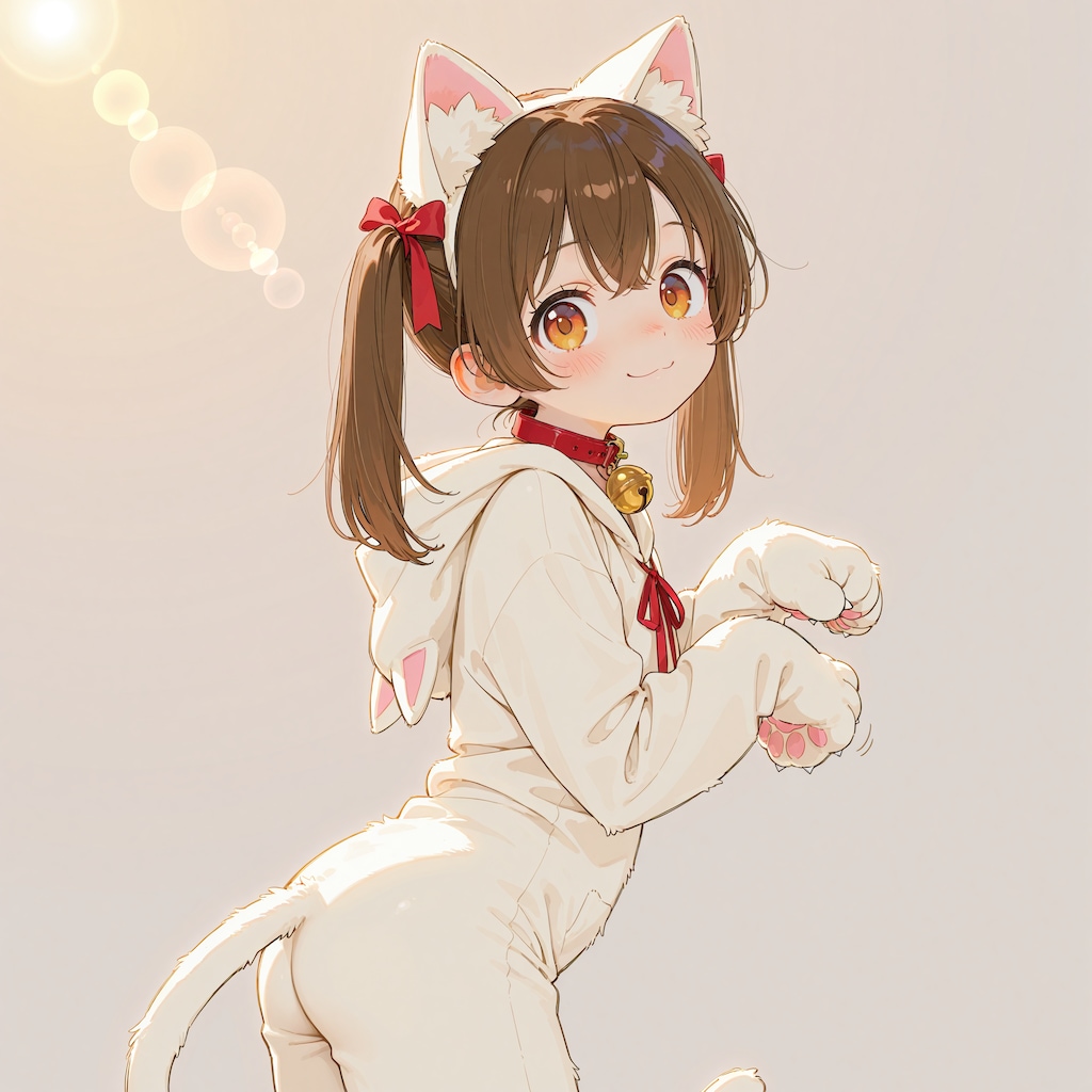 猫ぬいぐるみを被る猫娘