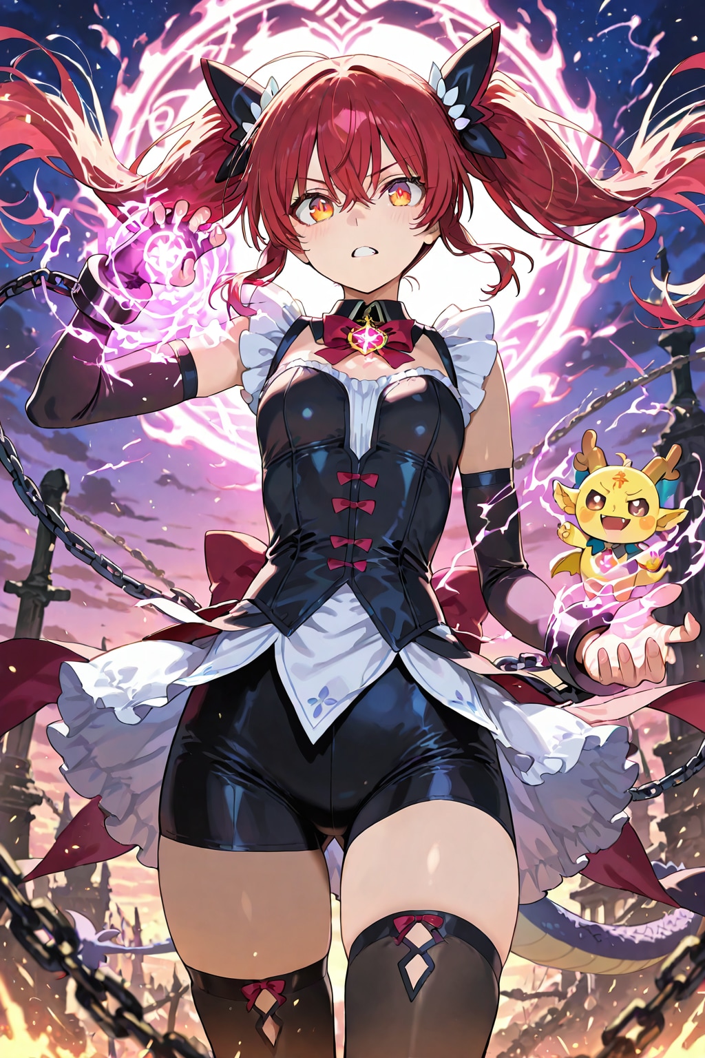 メイド風赤髪ツインテールもなかなか……な魔法少女