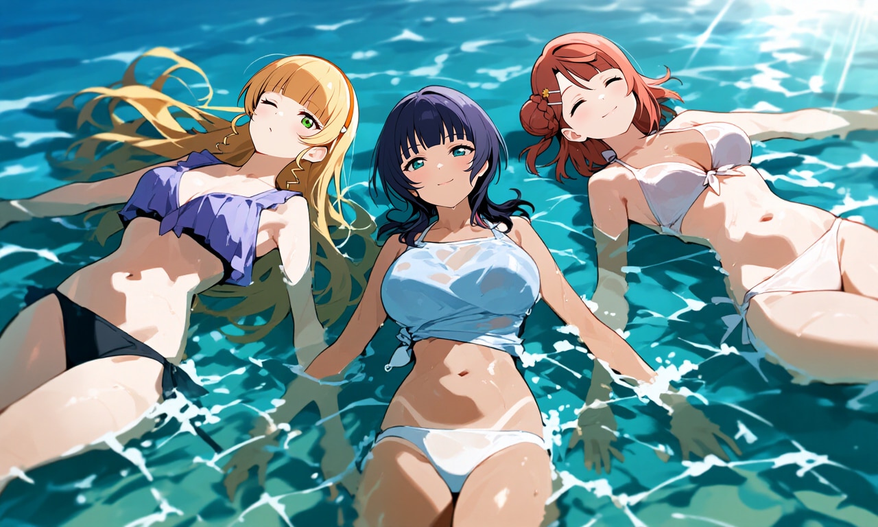 かりん、あゆむ、すみれの仲良し3人で海へ！