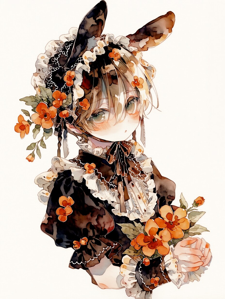 A boy wearing a head dress with bunny ears | の人気AIイラスト・グラビア