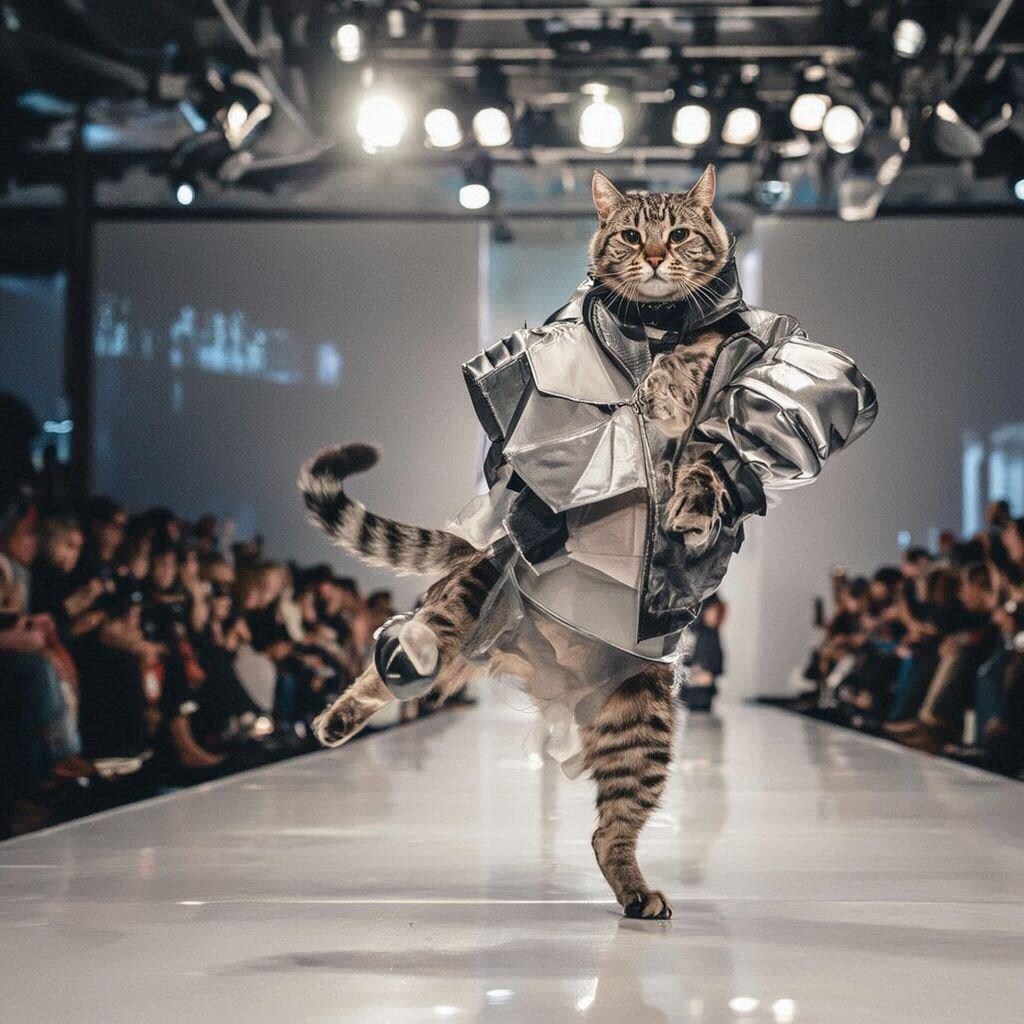 ファッションショーの猫