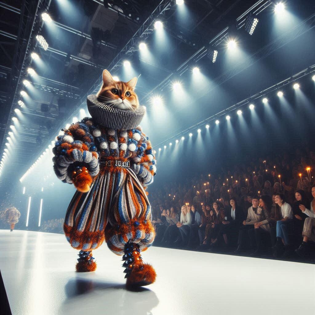 ファッションショーの猫