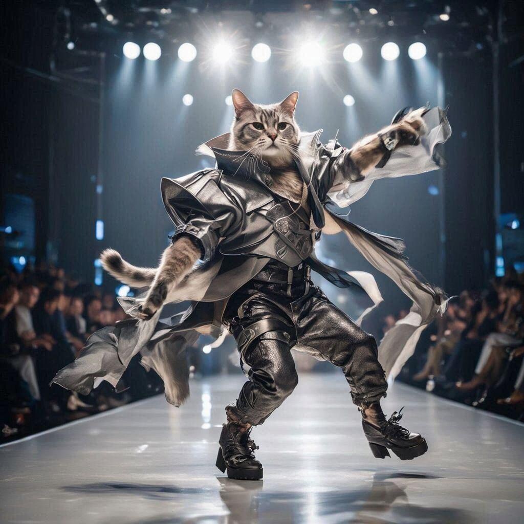 ファッションショーの猫