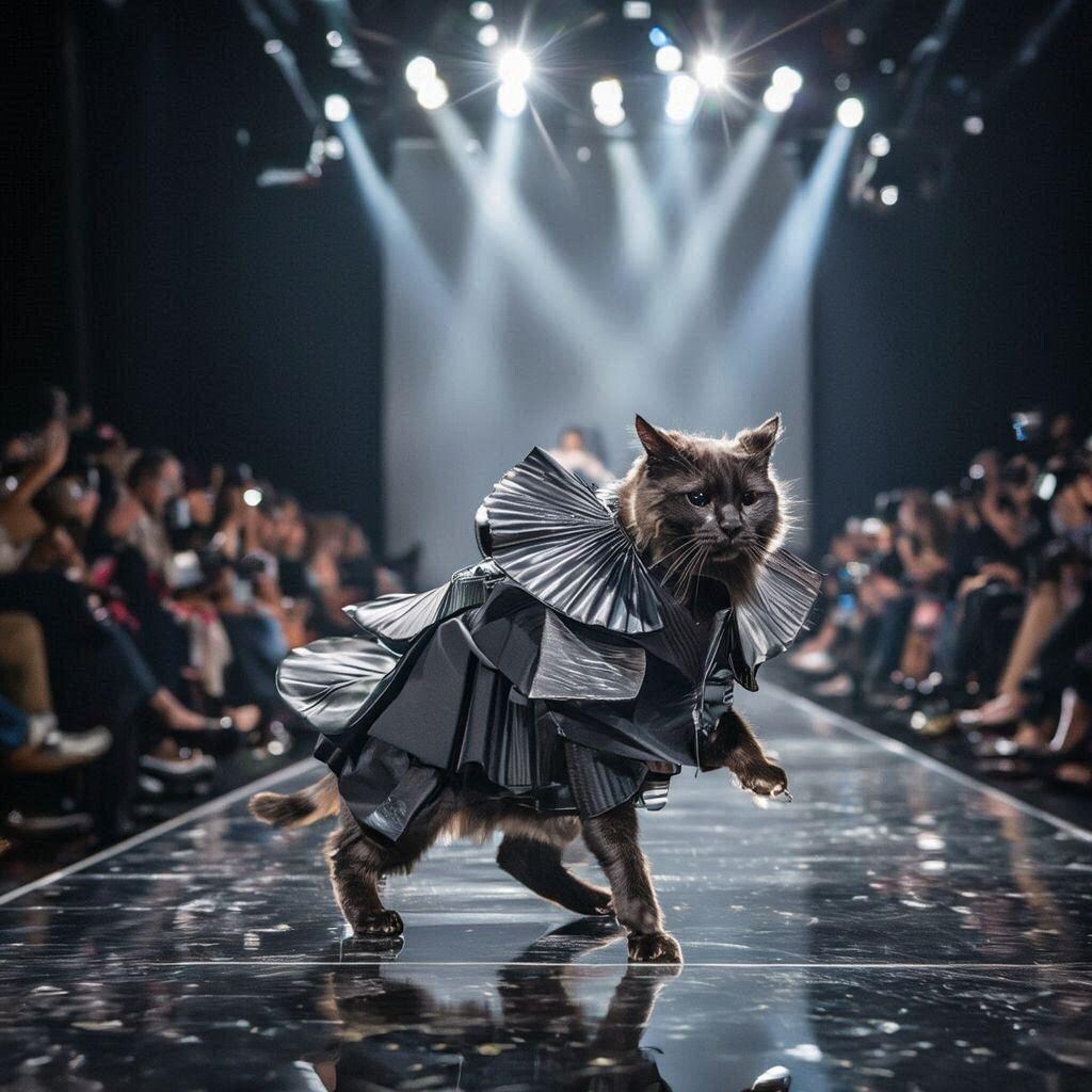 ファッションショーの猫
