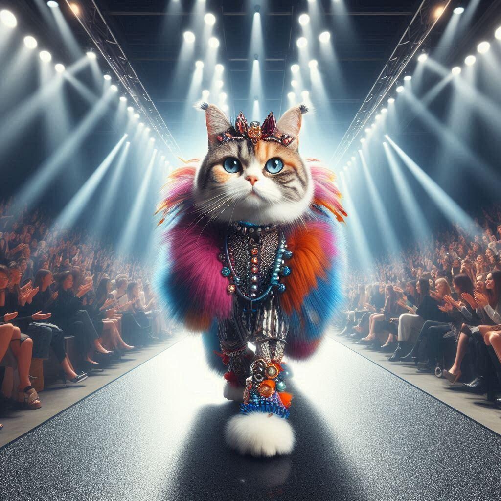 ファッションショーの猫
