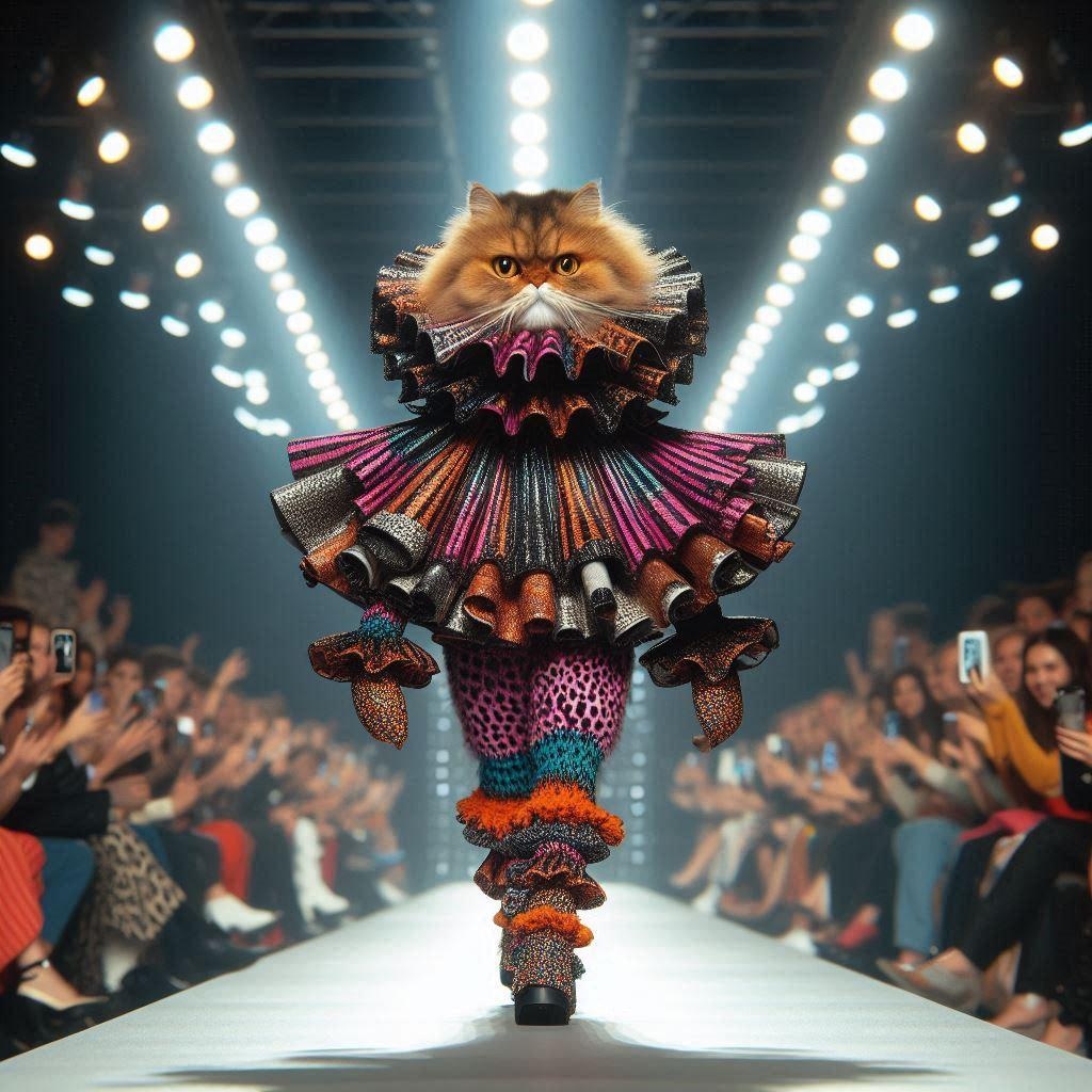 ファッションショーの猫