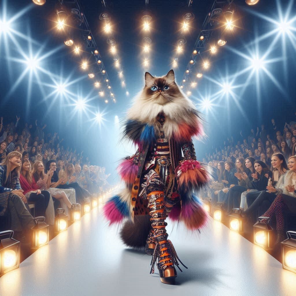 ファッションショーの猫
