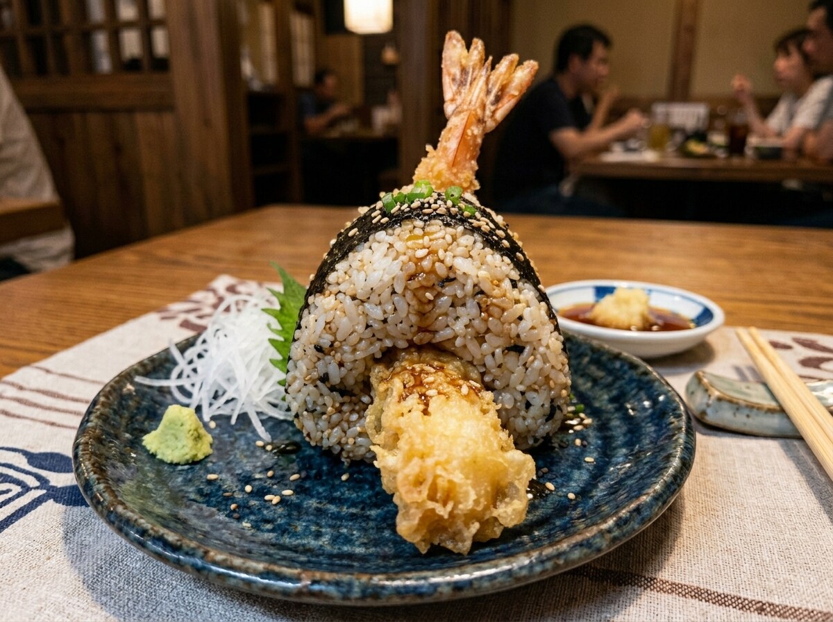 『海老天が前後に通っている天むす』
