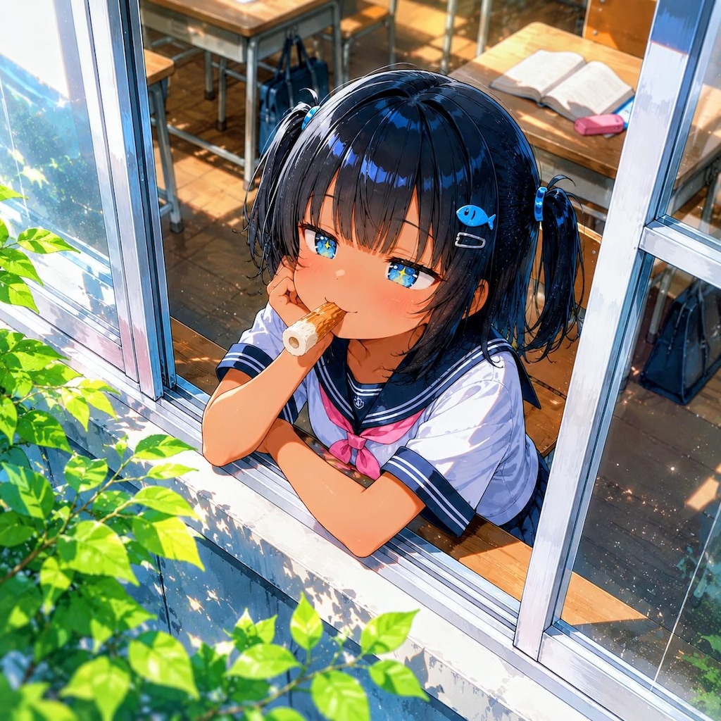 物思いにふけるこなつちゃん
