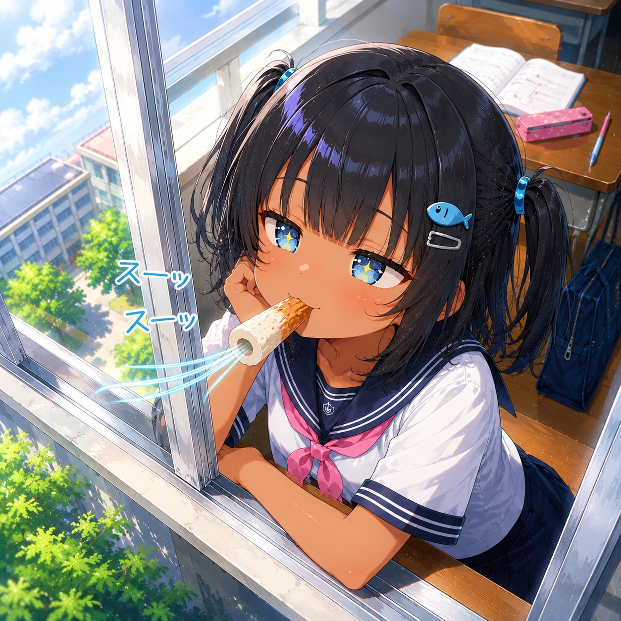 物思いにふけるこなつちゃん