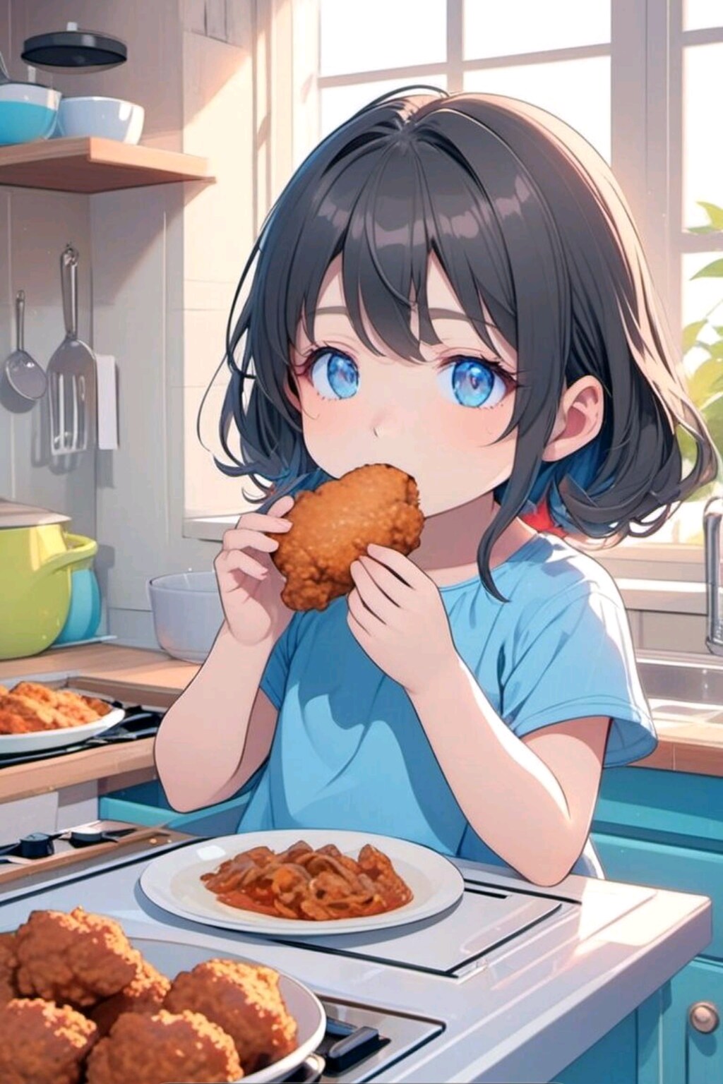 つまみ食いしてる小さな女の子