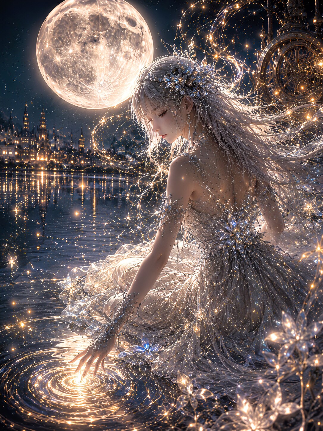 月光の下の幻想的な夜