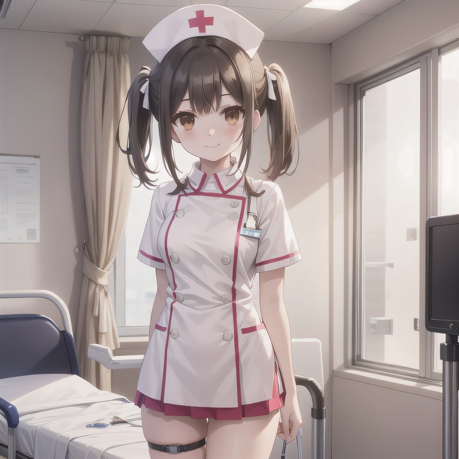 黒髪ツインテで白衣の少女２ | の人気AIイラスト・グラビア