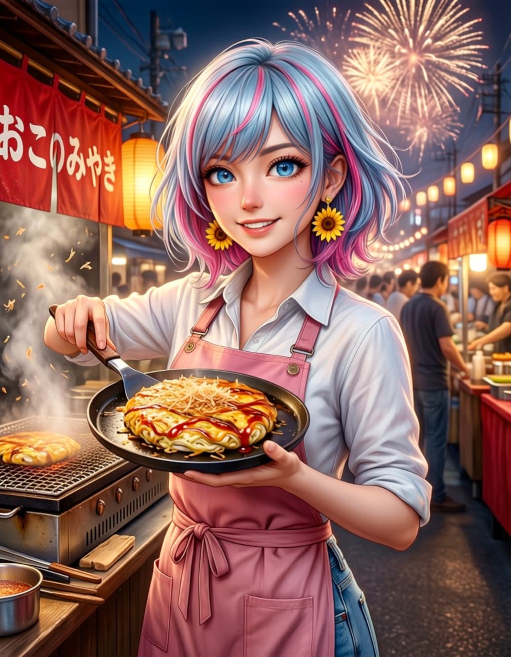 雫ちゃん💧屋台をやる「お好み焼き」