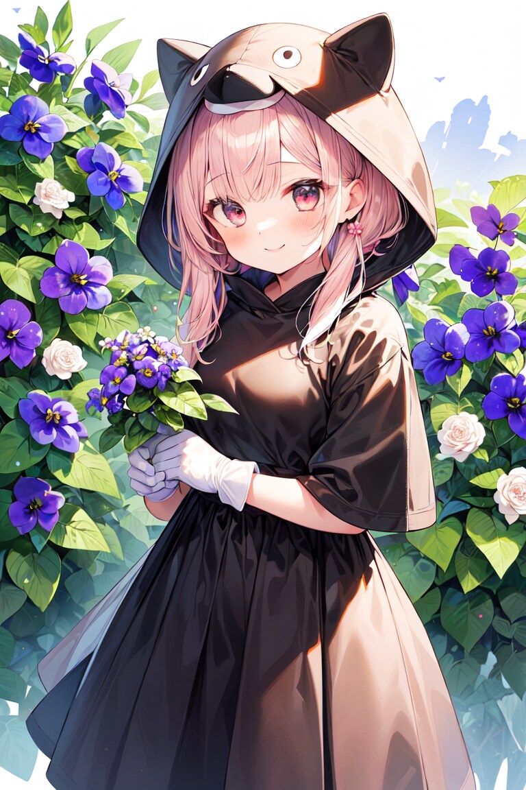 黒猫ドレスと花畑