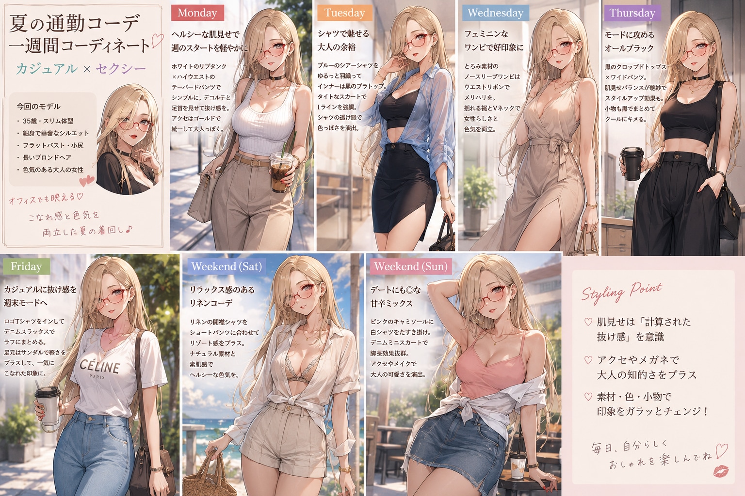 ゆづちゃん、夏の通勤コーデ。