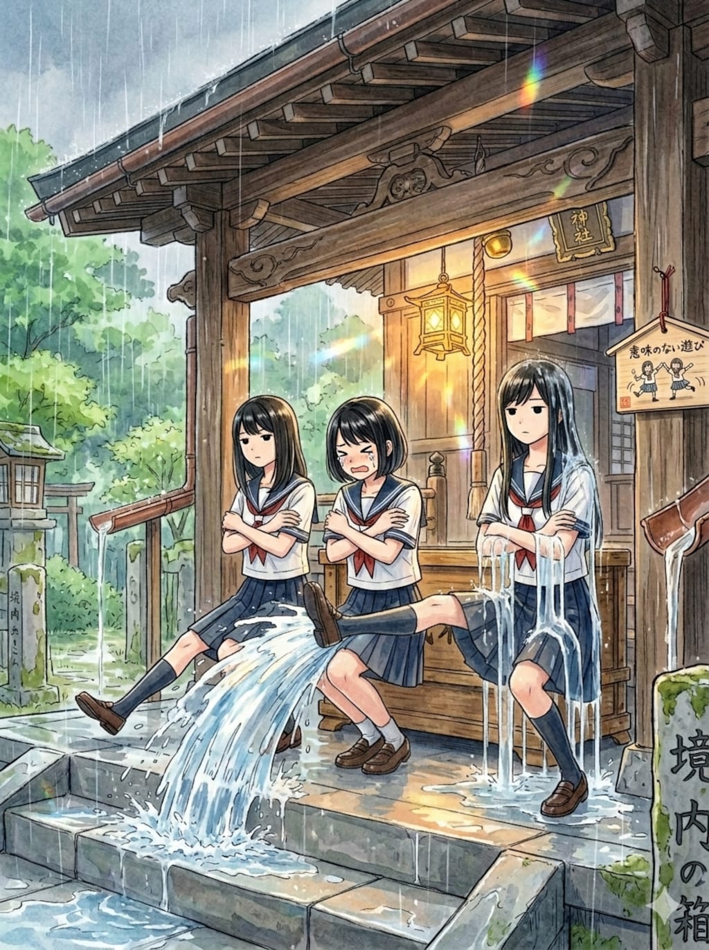 神社での雨宿りと言えば、とりあえずコサックダンスするよね～