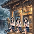 神社での雨宿りと言えば、とりあえずコサックダンスするよね～ 2枚目