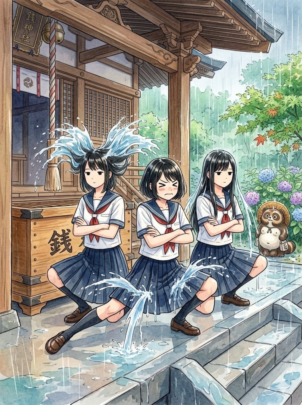 神社での雨宿りと言えば、とりあえずコサックダンスするよね～