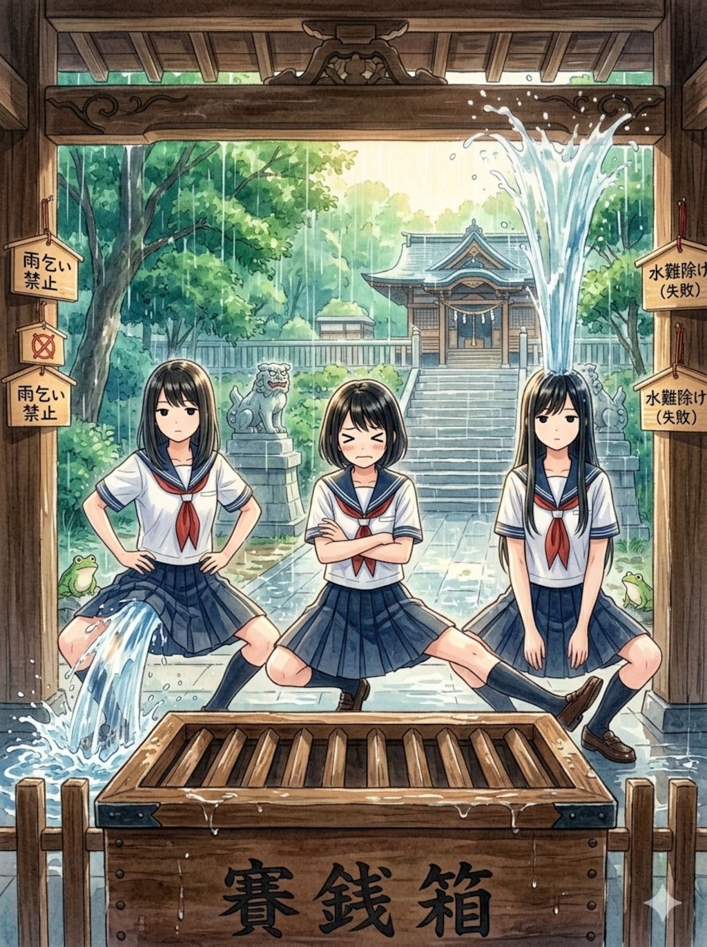 神社での雨宿りと言えば、とりあえずコサックダンスするよね～