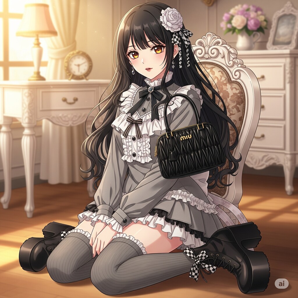 #Gemini が生成した「ゴシック風ファッションの美少女」