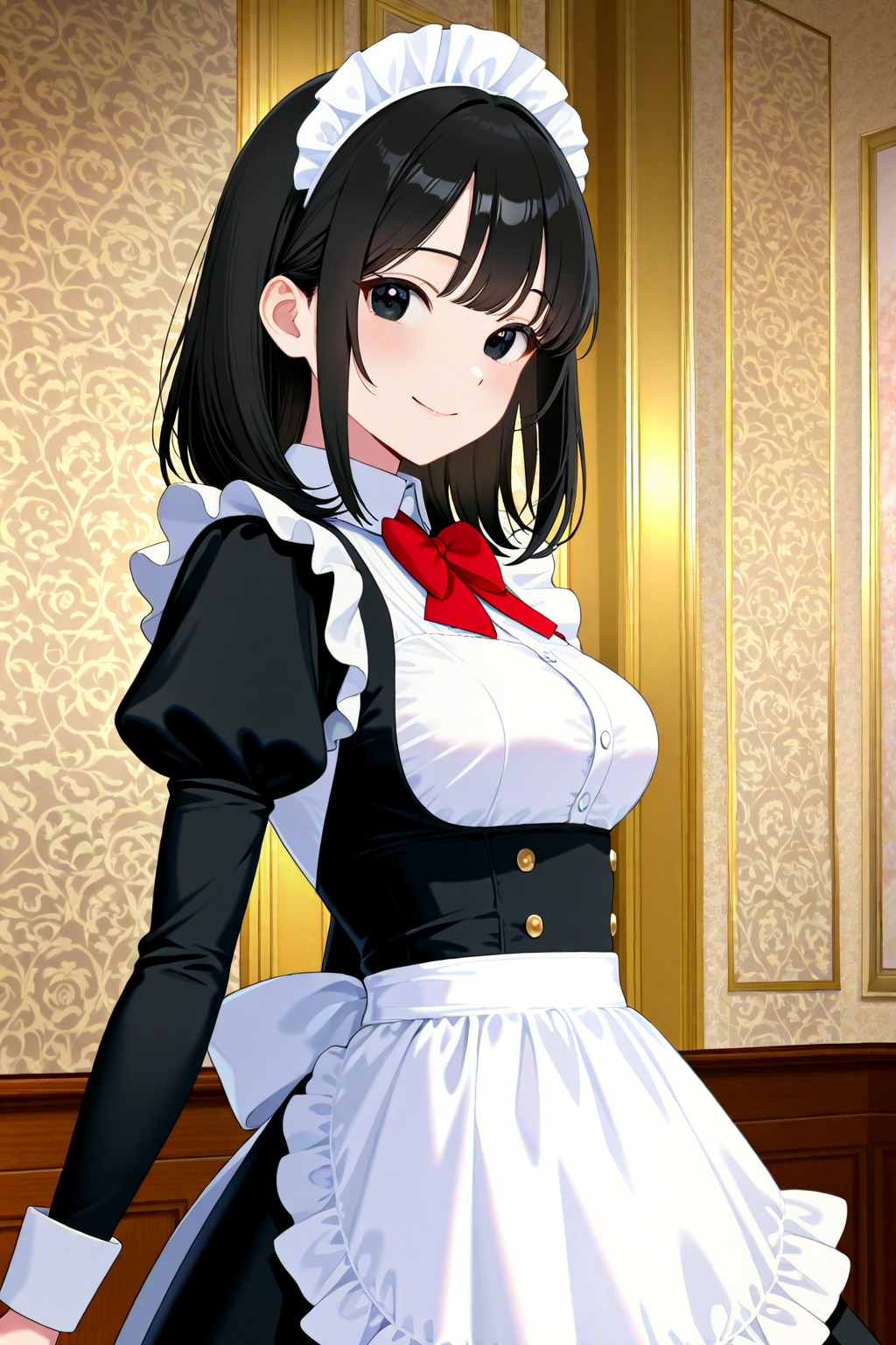 黒瞳黒髪メイド