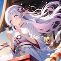 初詣でお参りをするエルフの女の子 7枚目