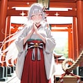 初詣でお参りをするエルフの女の子 4枚目