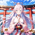 初詣でお参りをするエルフの女の子 9枚目