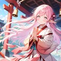 初詣でお参りをするエルフの女の子 5枚目