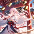 初詣でお参りをするエルフの女の子 11枚目