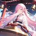 初詣でお参りをするエルフの女の子 12枚目