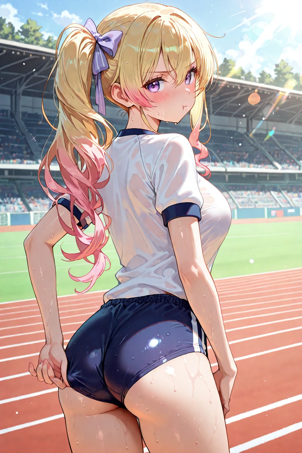 食い込みを直すサイドポニーテールちゃん🩷