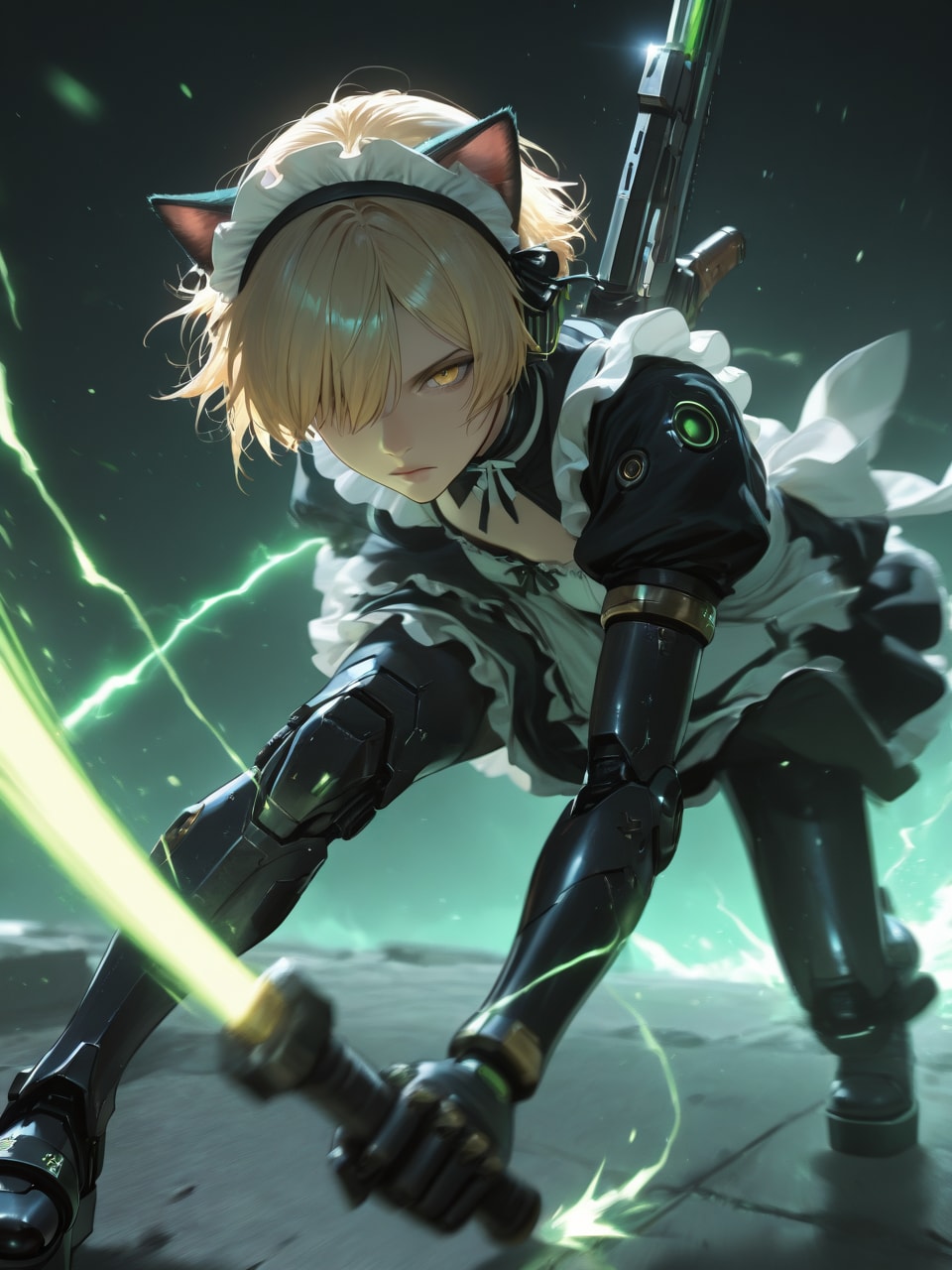 猫耳メイドロボ（ボディーガード仕様） | の人気AIイラスト・グラビア