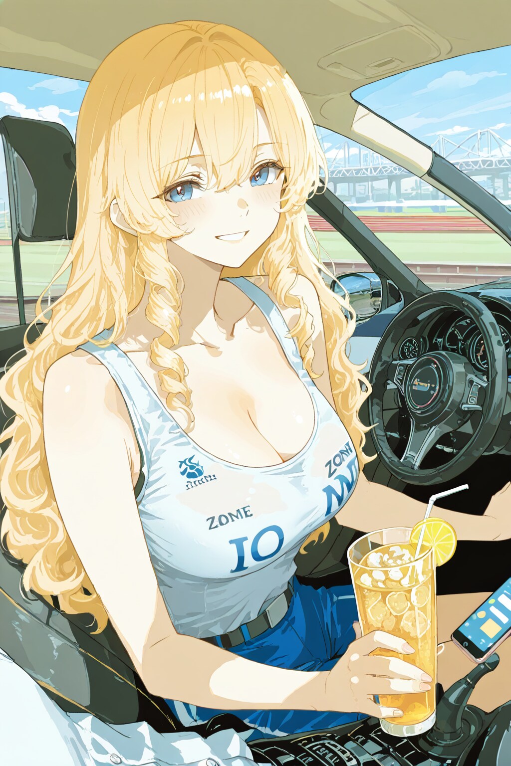 金髪トラック運転手のドリンク車内休憩🚚🥤❤️